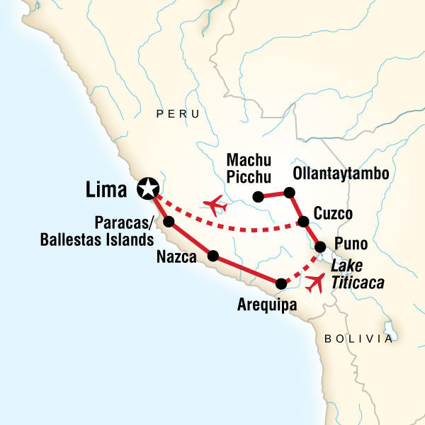 Route map for Inca Explorer (PEI)