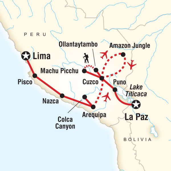Route map for Inca Heartland & Amazon (PJML)