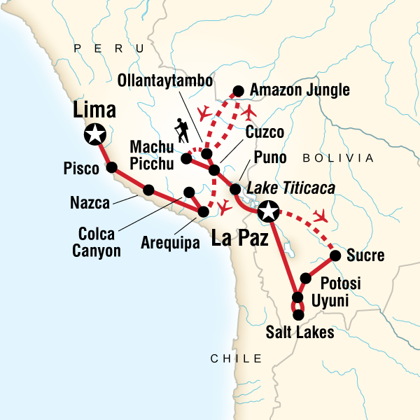 Route map for Altiplano & Amazon (SJLM)