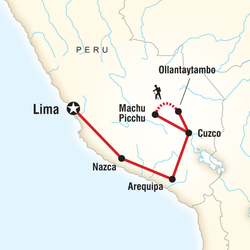 Route map for Peru on a Shoestring (SPPS)