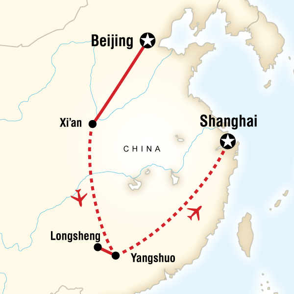 Map of the route for Best of China