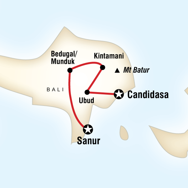Map of the route for Classic Bali
