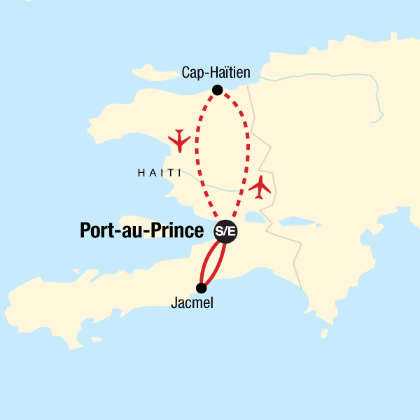 Map of the route for Highlights of Haiti