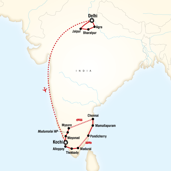 Map of the route for Incredible India