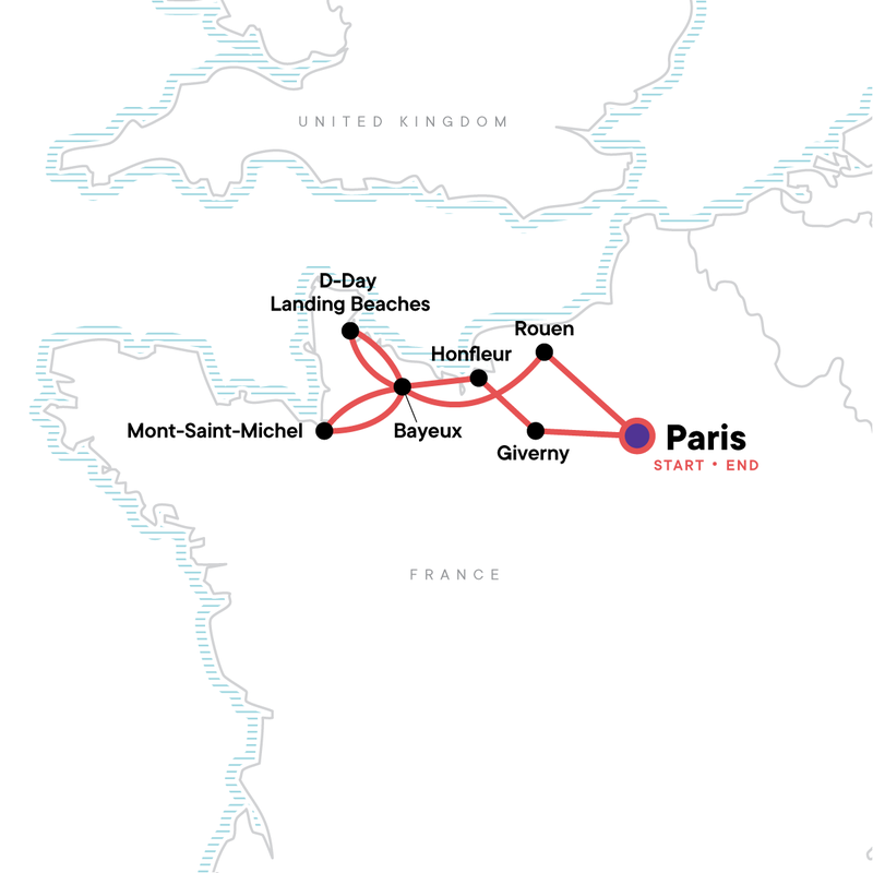 Map of the route for France Upgraded