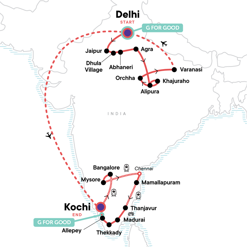 Map of the route for India Encompassed