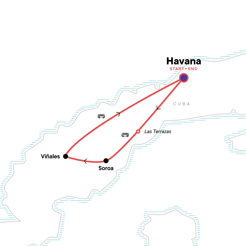 Map of the route for Cuba Libre