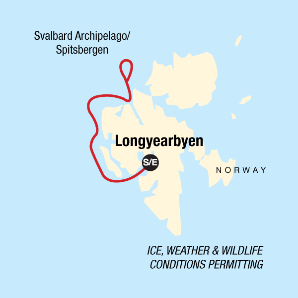 Map of the route for Svalbard Express