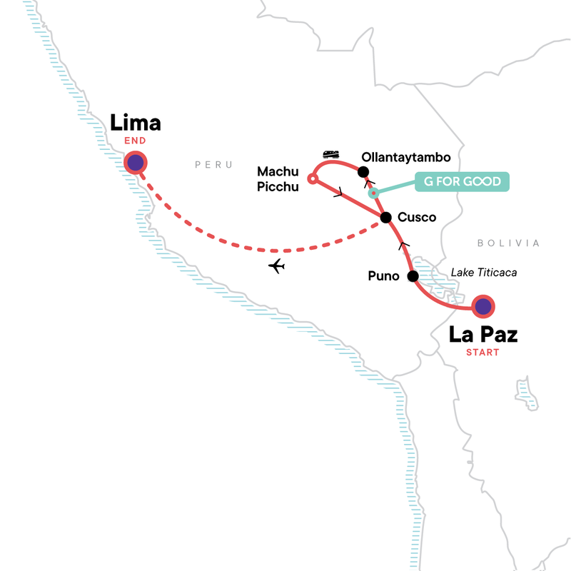Map of the route for Inca Empire