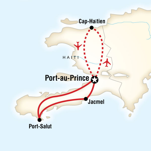 Map of the route for Highlights of Haiti