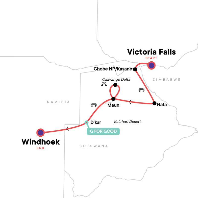 Map of the route for Delta & Falls Westbound: Natural Wonders & Wildlife