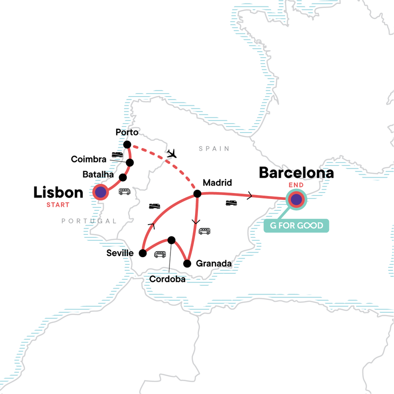 Map of the route for Best of Spain & Portugal