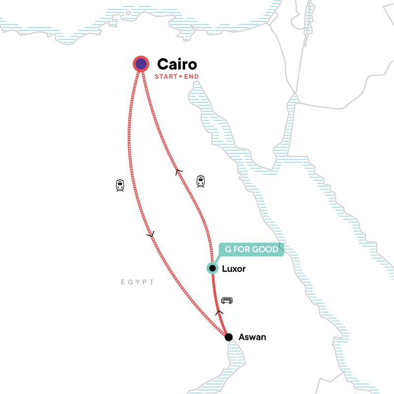 Map of the route for Egypt: Boats & Bazaars