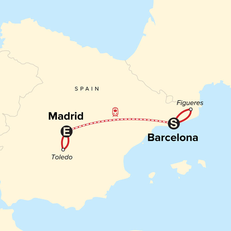 Map of the route for Spain Family Journey: Vibrant Cities and Artistic Icons