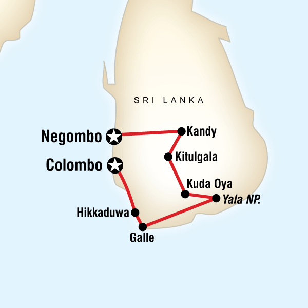 Map of the route for Sri Lanka Express