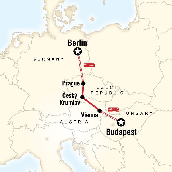 Map of the route for Journeys: Explore Central Europe