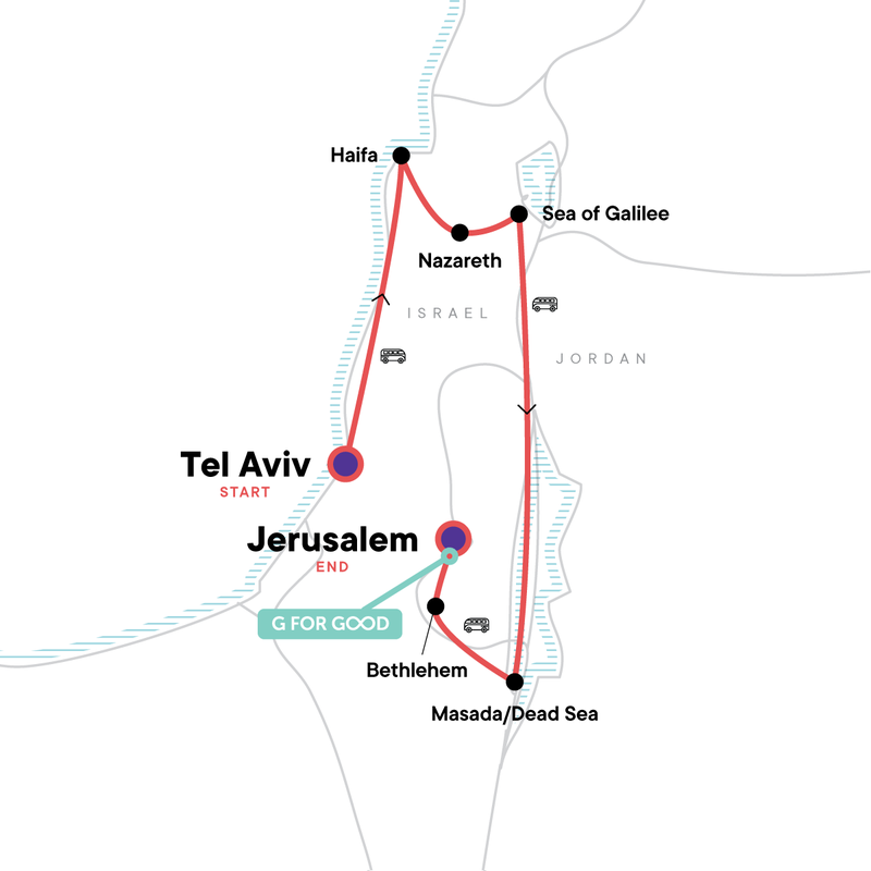 Map of the route for Israel Explorer