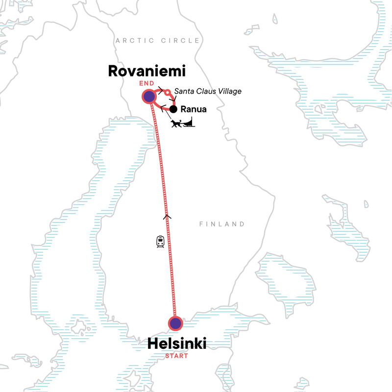 Map of the route for Summer in Lapland: A Family Adventure