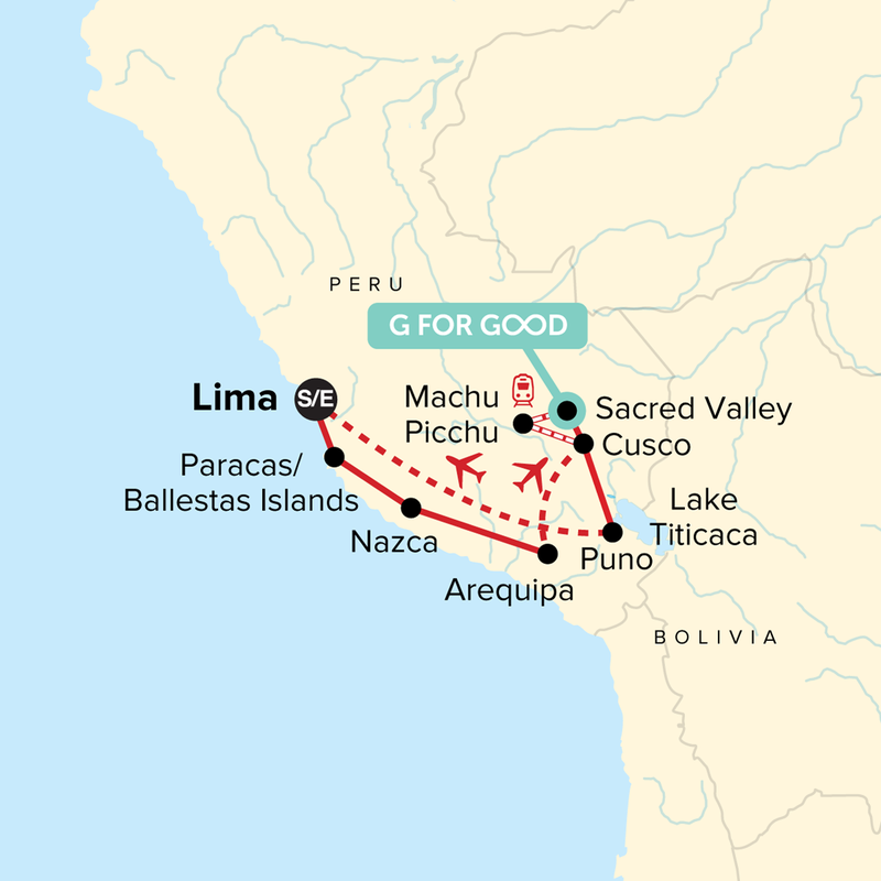 Map of the route for Journeys: Inca Explorer
