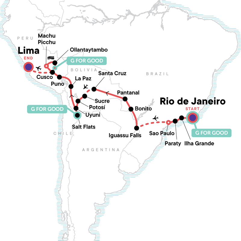 Map of the route for Southern Cross Westbound - Rio to Lima