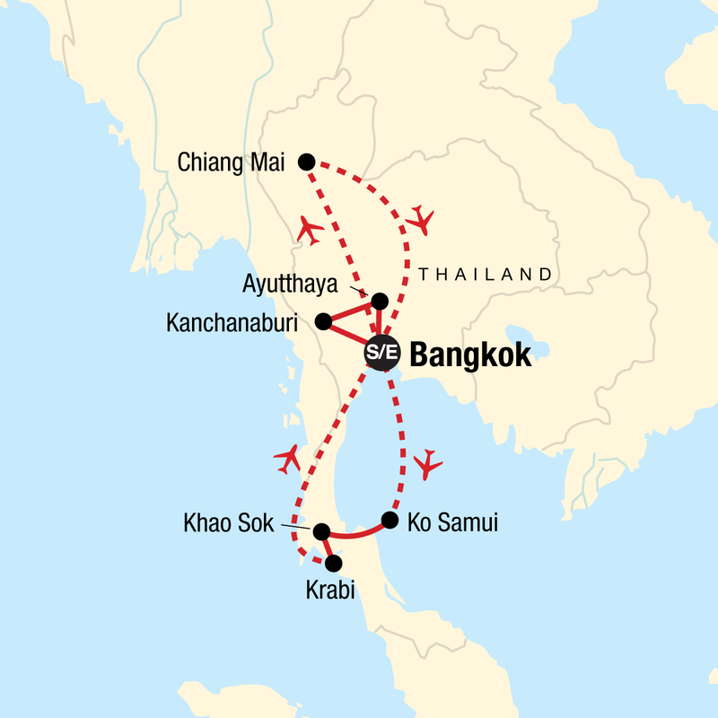 Map of the route for Iconic Thailand