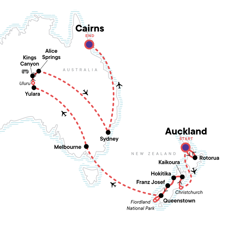 Map of the route for Solo-ish Down-Under