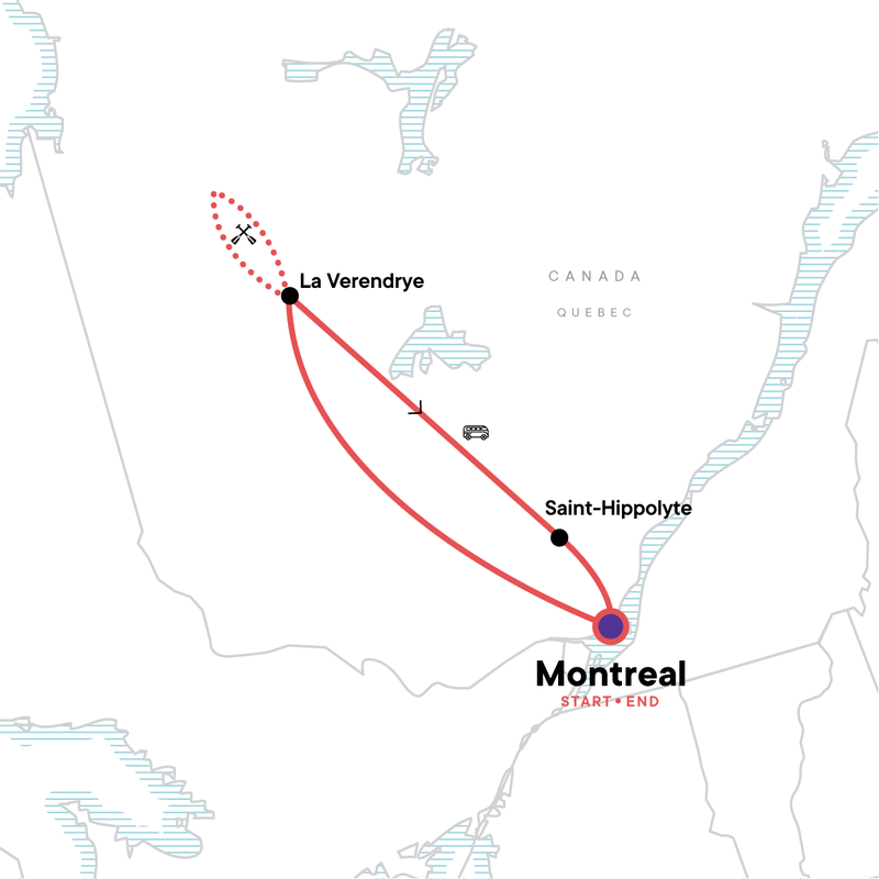 Map of the route for Active Canada: Canoeing Quebec's Rivers & Lakes
