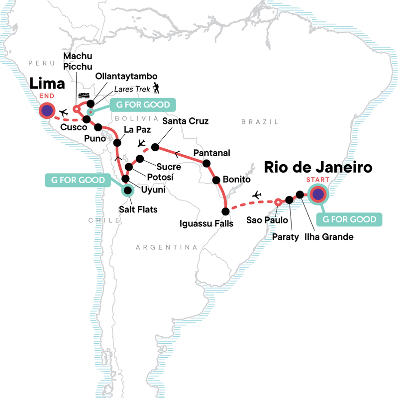 Map of the route for Southern Cross Westbound - Rio to Lima
