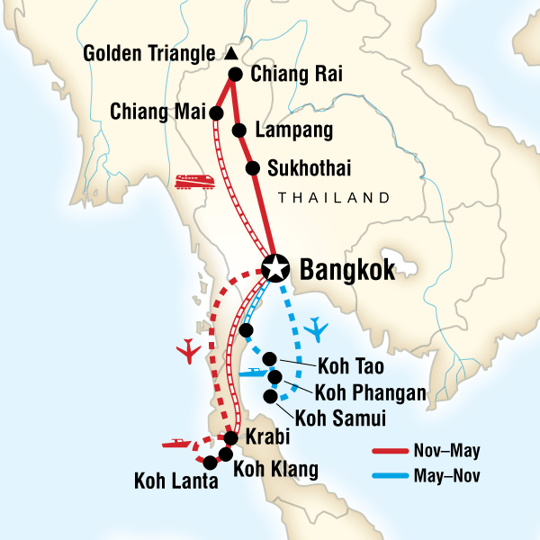 Map of the route for Thailand Discovery
