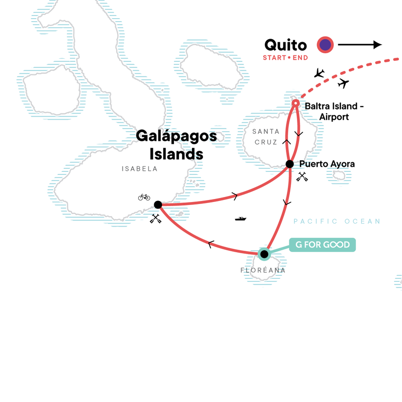 Map of the route for Galápagos Multisport