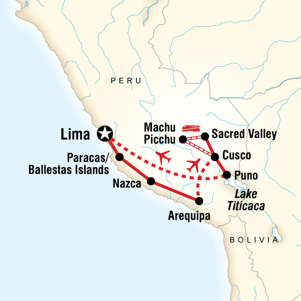 Map of the route for Inca Explorer