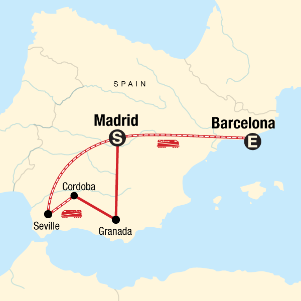 Map of the route for Best of Southern Spain