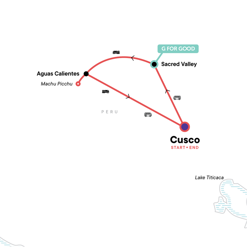 Map of the route for Wellness Peru - Machu Picchu and the Sacred Valley