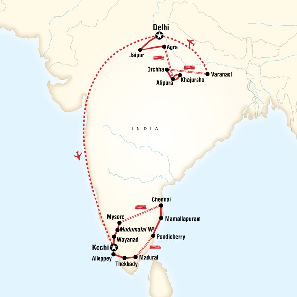 Map of the route for India Encompassed
