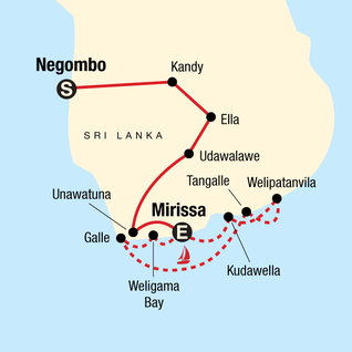 Map of Sri Lanka Land & Sea