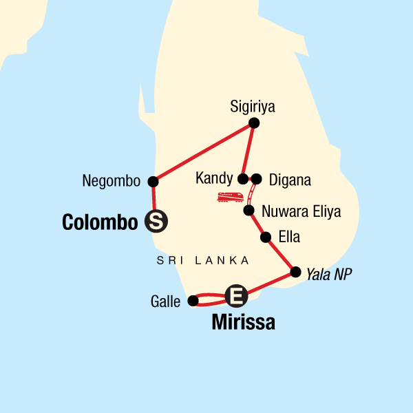 Map of the route for Sri Lanka Encompassed