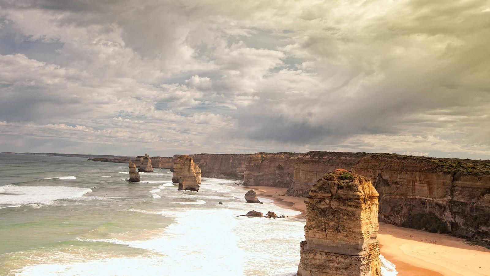 The Twelve Apostles rock formation along the Great Ocean Road