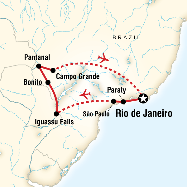 Map of the route for Wonders of Brazil