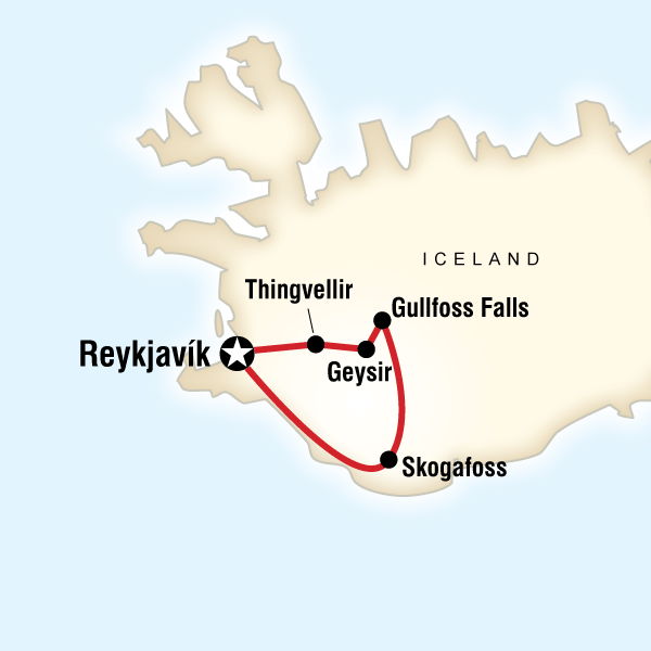 Map of the route for South Iceland Camping on a Shoestring