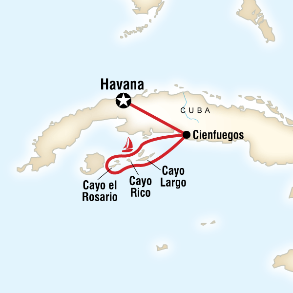 Map of the route for Sailing Cuba