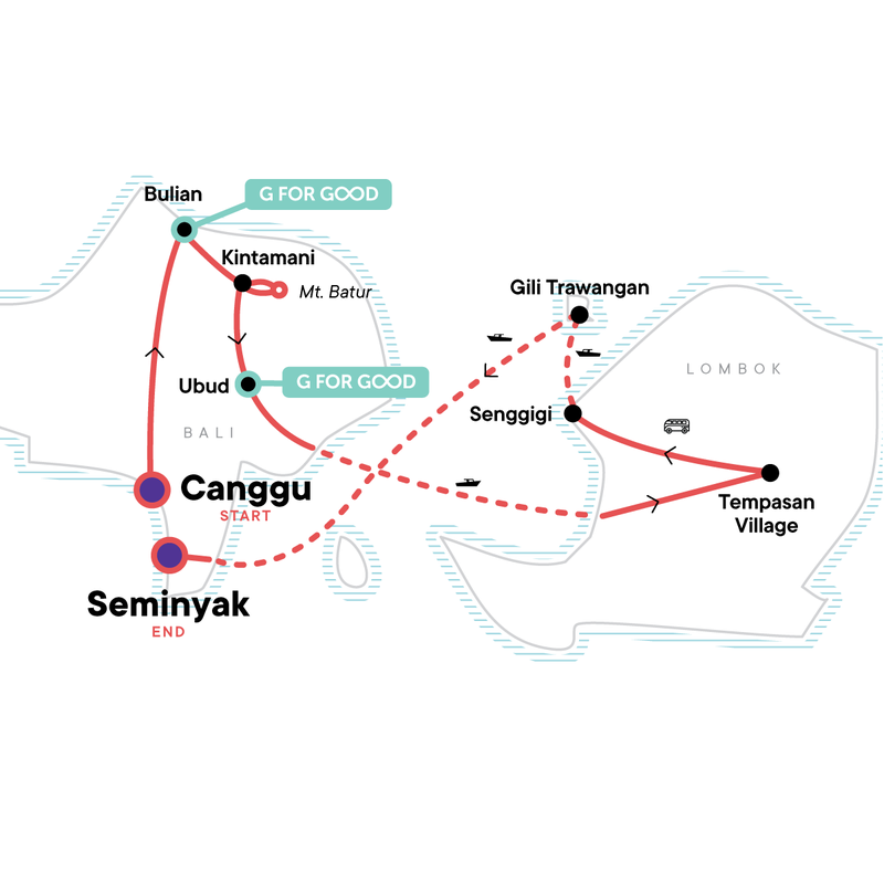 Map of the route for Bali & Beyond: The Perfect Island Loop