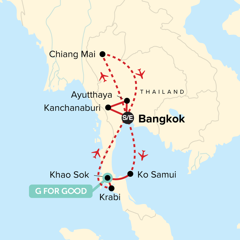 Map of the route for Journeys: Iconic Thailand