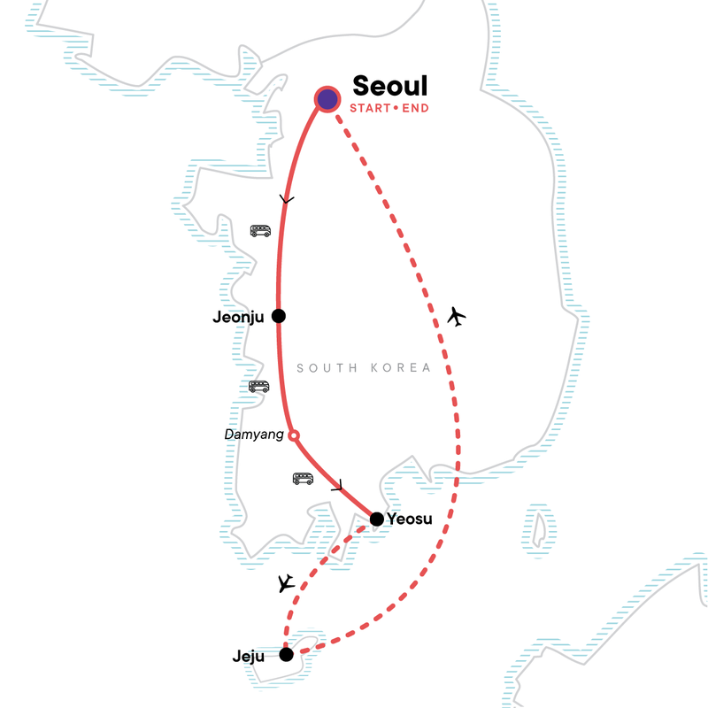 Map of the route for South Korea Explorer