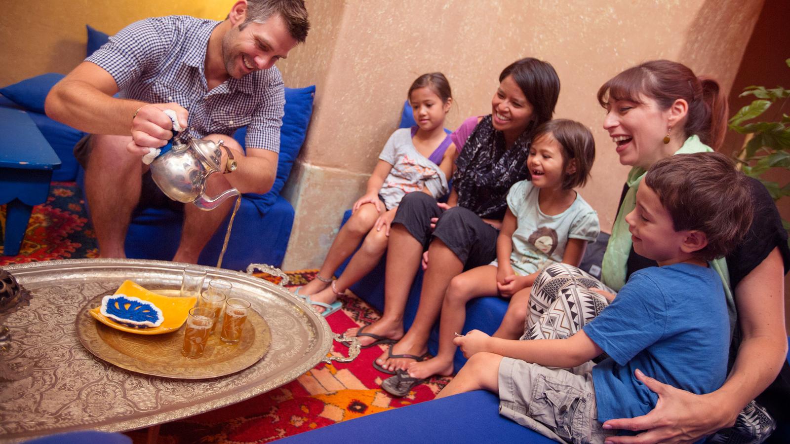 Tea time with the kids in Morocco