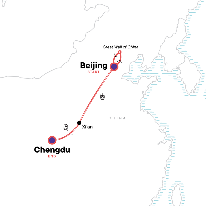 Map of the route for China: Cultural Sites & Epic Cities