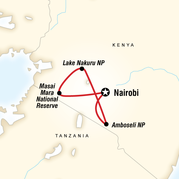 Map of the route for Journeys: Kenya Safari Experience