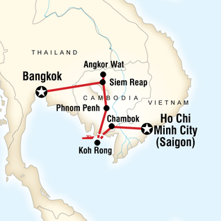 map of cambodia: ancient ruins & boat rides