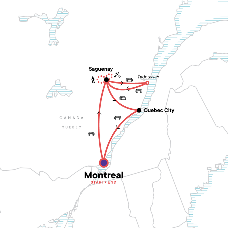 Map of the route for Northern Quebec: Summer Lodge Escape