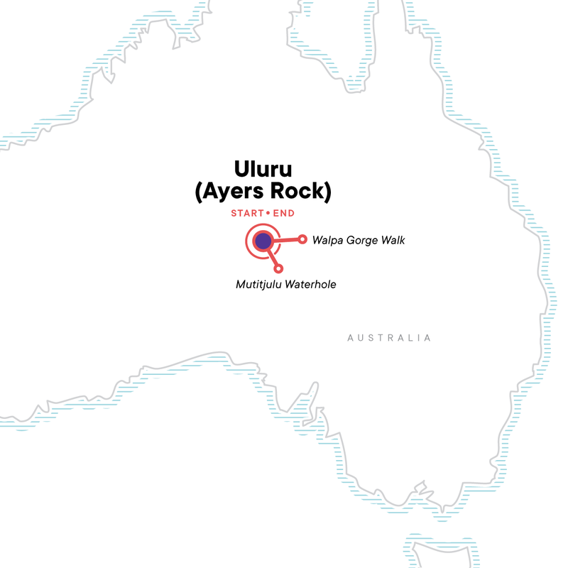 Map of the route for Uluru and Kata Tjuta Independent Adventure