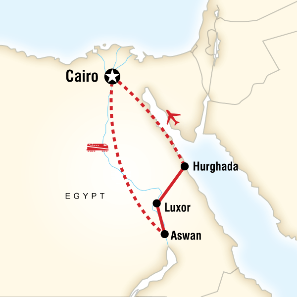 Map of the route for Egypt Family Adventure